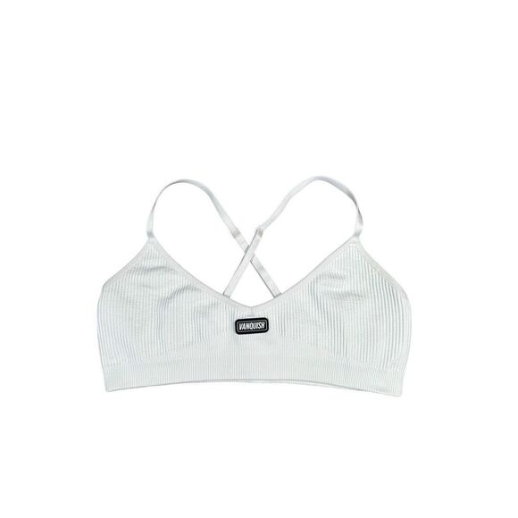 Vanquish Ribbed Seamless Marshmallow White Cross Back Low Support Sports Bra M - Picture 2 of 8